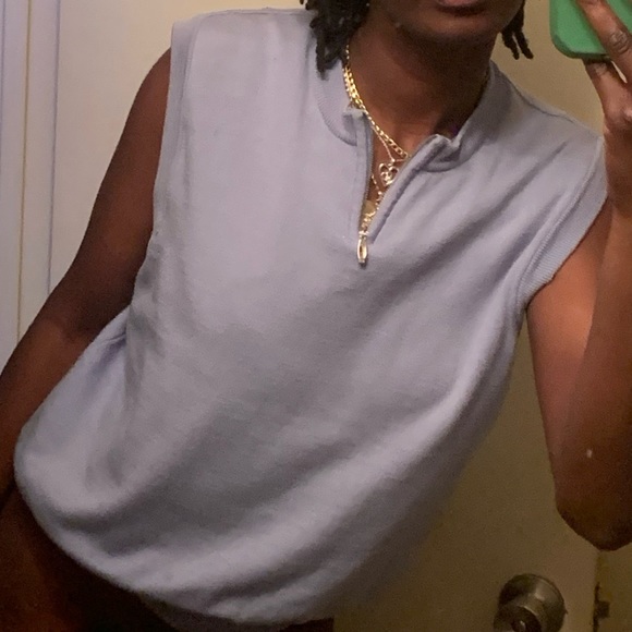 Baby Blue Poloish Tank w Zipper - Picture 6 of 6